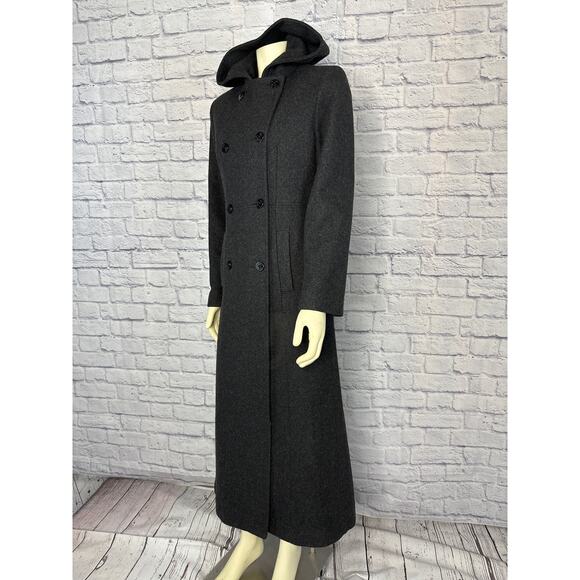 American Vintage 90s Jason Kole hooded double breasted gray long pea coat size 4 - Picture 5 of 13